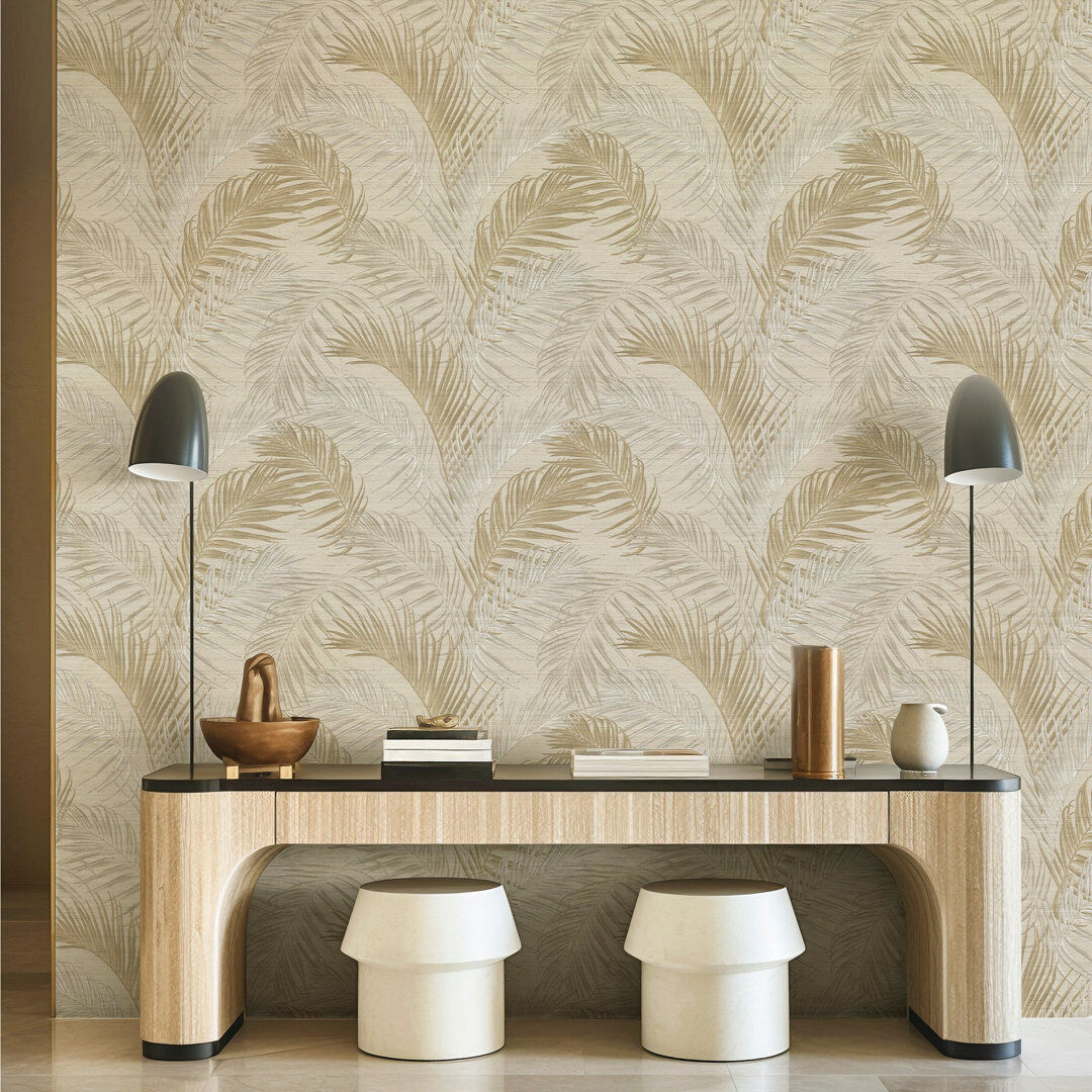 Latitude Run Palma 10.05m x 53cm Matte Wallpaper Roll Beige 1,005cm L