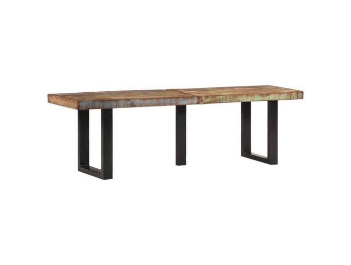 Banc en bois de récupération - - 160x35x45 cm - Brun - Style industriel - Pieds en acier - Bord vivant - Unique