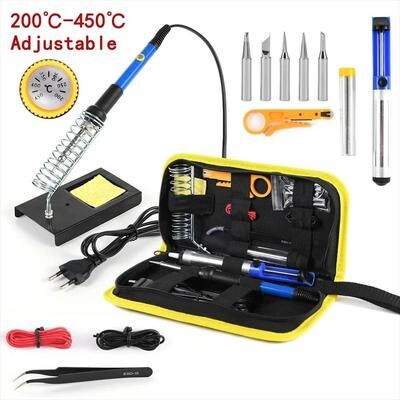 Uplifted Goods Adjustable Temperature Soldering Iron Kit With Accessories blue