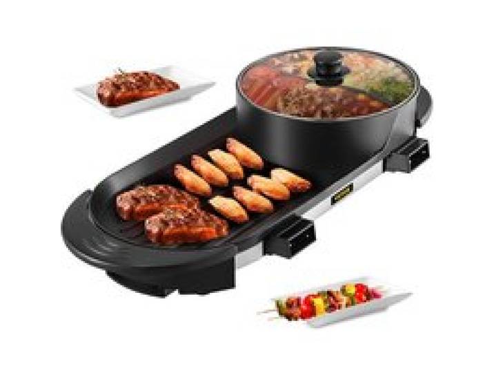 VEVOR Pot Chaud d'Intérieur de Gril 2200 W Gril Électrique Multifonctionnel 67 x 28 x 17 CM Gril Portatif 2 en 1160℃ - 220℃ Contrôle de Température Séparé Haute Efficacité pour Profiter d'Un Barbecue