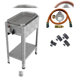 ChattenGlut ChattenTec Professional doppelwandiger Gastrobräter 1-flammig Standgerät 4 kW, Flüssiggas 340x530x830 mm mit Gewerberegler und Pfanne
