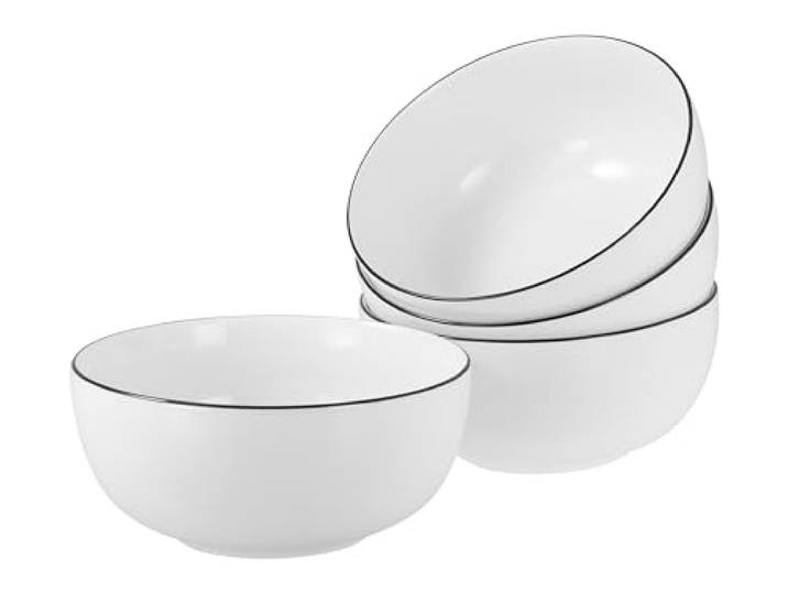 Creatable, Allround Black Line, 4-teiliges Buddha Bowl Set aus Porzellan