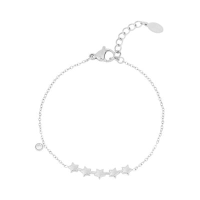 Charm-Armband ADELIA´S "LIVAYA LIVAYA Armband Charmarmband mit Sternen 16 cm", silber (silberfarben), Armbänder, Damen, yehwang_16, Stahl, Charm-Armband, Stylisch mit fünf Sternanhängern