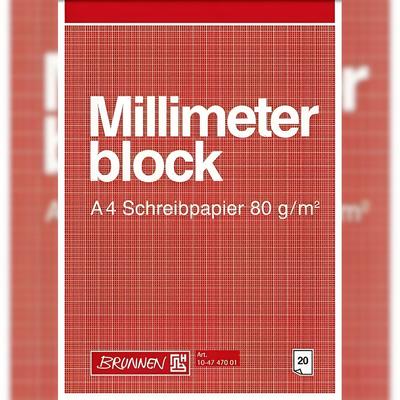 BRUNNEN Millimeterblock A4 20 Blatt Schreibpapier 104747001