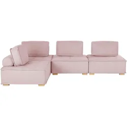 ECKSOFA Modul 4-Sitzer rechtsseitig Rosa Stoff Tibro