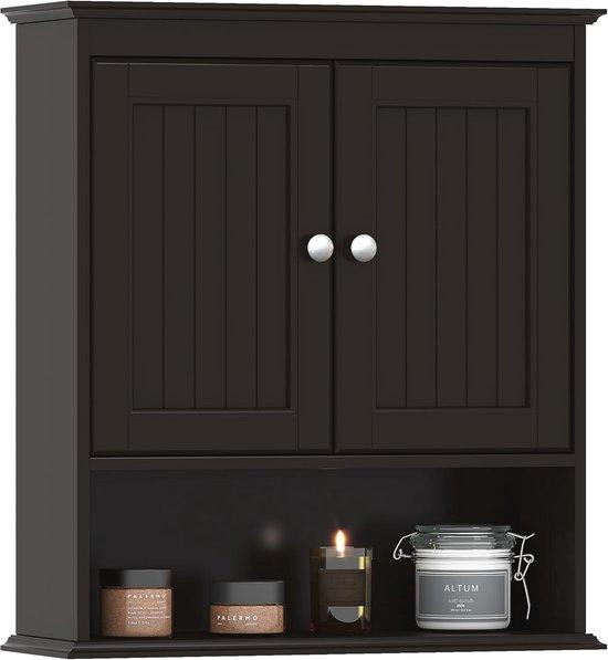 Famanu Wandmontage Badschrank - Holz Hängeschrank mit Türen und Regalen