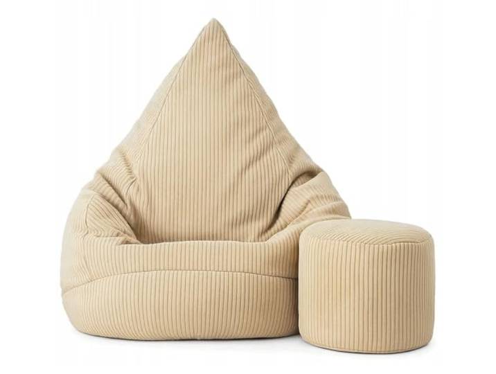 Slevobox Sitzsack Kinder mit Hocker 75x75x100cm - Kinder Sitzsack mit Füllung - Schlafzimmer und Wohnzimmer Möbel - Cord Indoor Sitzsäcke - Lounge Sessel - Bean Bag