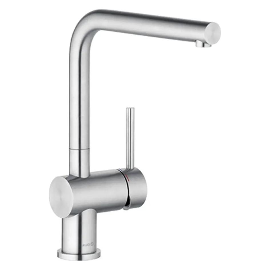 Kludi L-STEEL Spültisch-Einhandmischer gebürstet mit schwenkbarem Auslauf (45803F877)