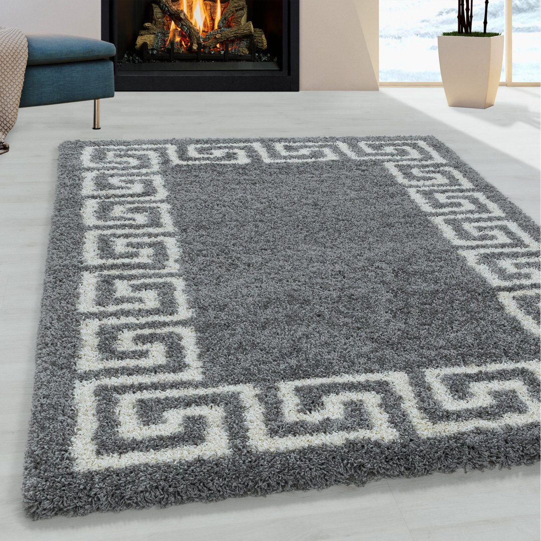 Canora Grey Foulk Rectangle Geometric Shag Grey Rectangle 120 x 170cm