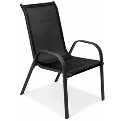 Mojawo Outdoorstuhl Gartenstuhl Stapelstuhl Metall Anthrazit Textilen schwarz