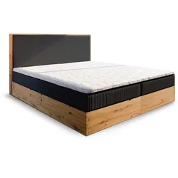 BOXBETT VERDON 140x200 cm mit Matratze und Topper - Schwarz