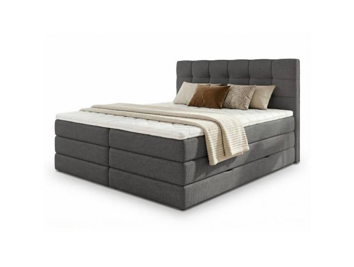 Sofnet Boxspringbett Best Max - 140x200 - dunkelgrau (Inari 94), Dunkelgrau, H3, Rechteckig, 140x200 cm, Schlafzimmer, Betten, Boxspringbetten