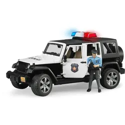 BRUDER - Jeep Wrangler Unlimited Rubicon Polizeifahrzeug mit Polizist 02526 - schwarz|weiß