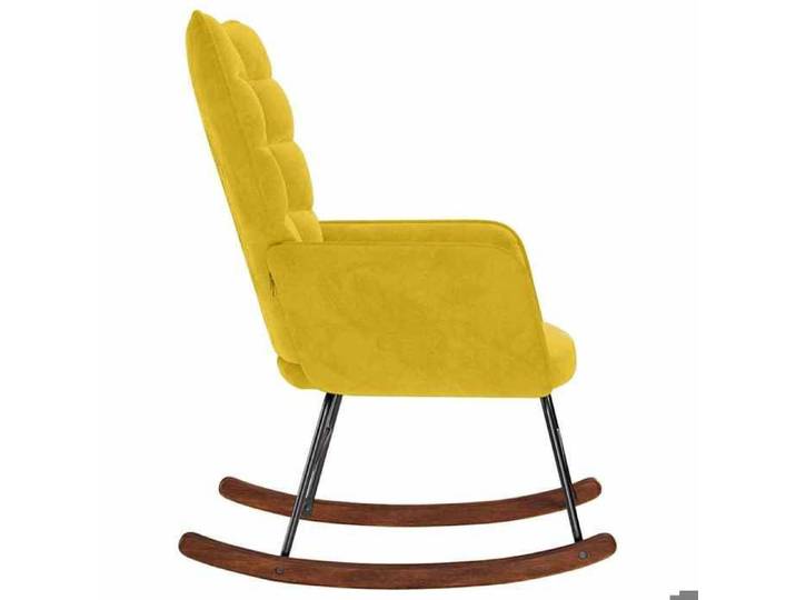 Fauteuil Allaitement - Jaune - Chaise à bascule - Rocking Chair - Jaune Velours 61x78x98 cm F1570
