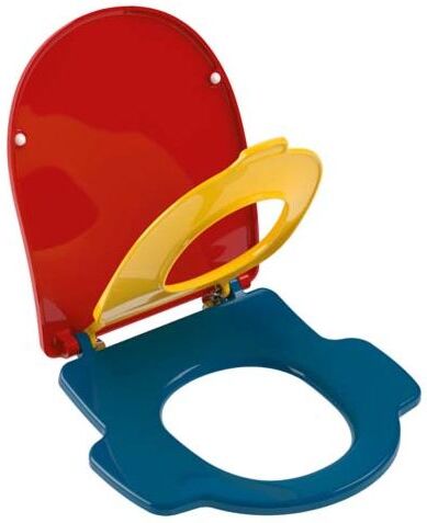 Villeroy und Boch O.novo kids WC-Sitz 8M12619C mit Deckel, für Kinder, Scharniere Edelstahl, Ocean Blue/Sunshine Yellow/Cherry Red