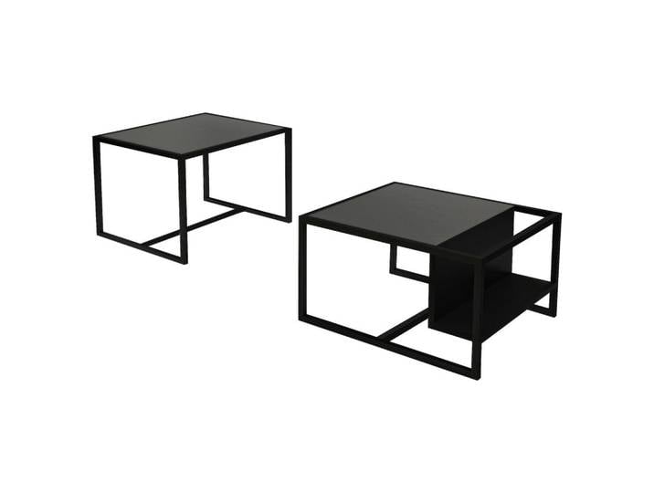 Livetastic Couchtischset Bati Couchtisch, Anthrazit, 2-teilig, Uni, eckig, 50-55x45-40x60-63 cm, offenes Fach, Wohnzimmer, Wohnzimmertische, Satztische