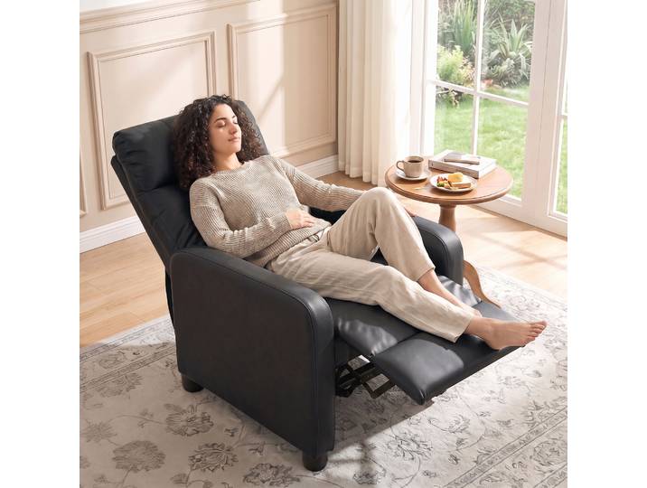 HOMCOM Fauteuil Relax Inclinable Cuir PU Noir Salon Chambre