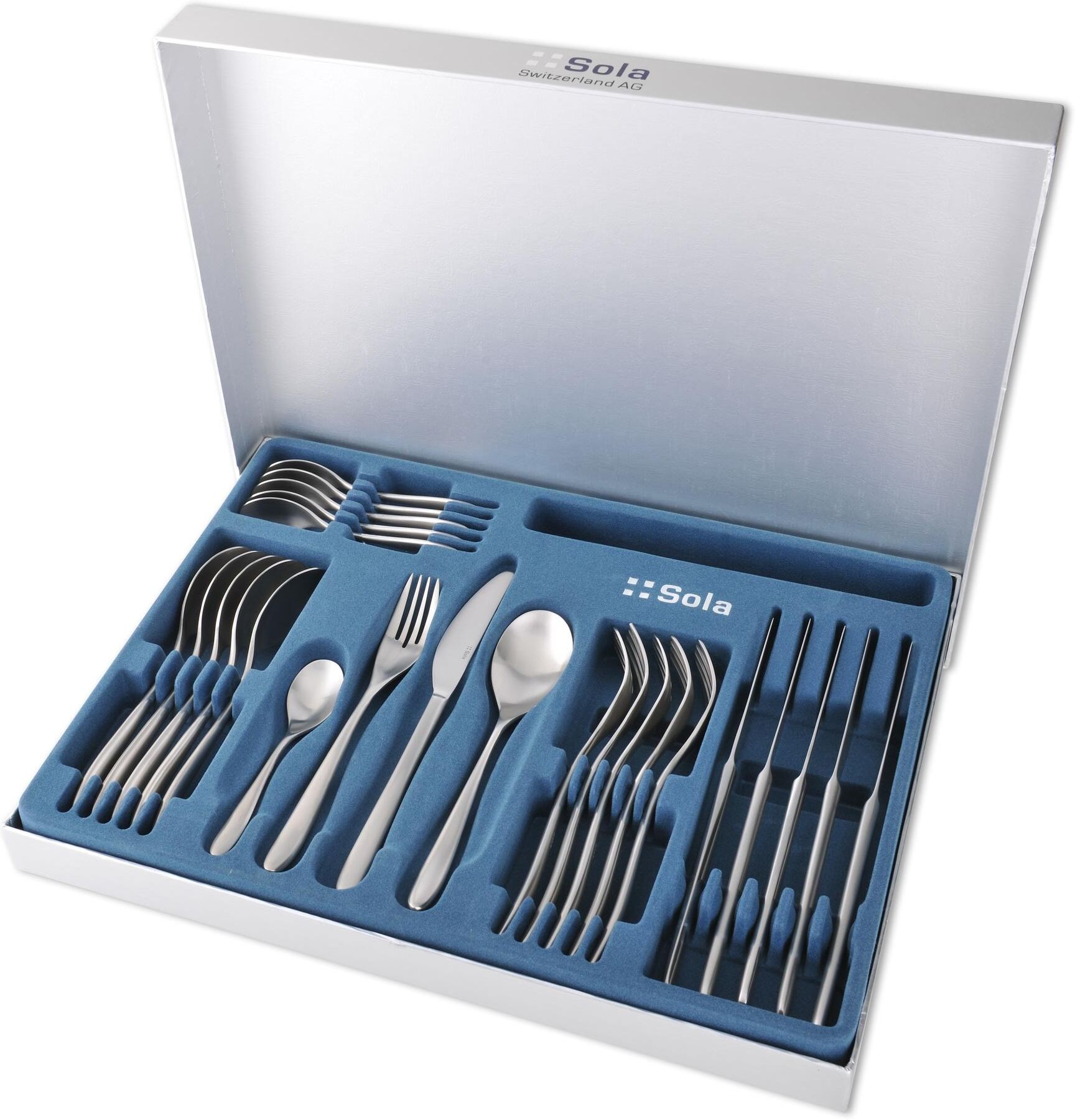 Besteck-Set SOLA "Virginia 24-teilig", silber (silberfarben), 24 Stk., Stahl, Essbesteck-Sets, Besteck-Set silberfarben 24 Stk.
