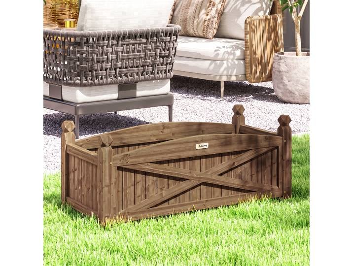 Outsunny Jardinière Carrée Bois 90x39x37cm Marron Foncé Extérieur
