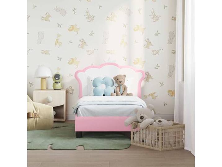 KTHLBRH Bettgestell, Rosa, 70 x 140 cm, mit Kopfteil Technisches Holz, feste Lattenroste, niedriges Profil-Design, einfache Montage