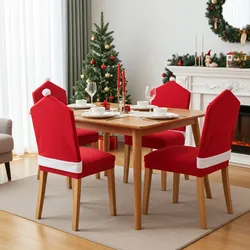 Weihnachtsmann Stuhlbezug im 4er-Set, festliche Weihnachtsdeko für Stühle, perfekte Weihnachtsdekoration - tolle Weihnachtsmütze als Stuhlhusse