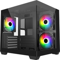 S140-BA, Tower-Gehäuse schwarz, Tempered Glass x 2
