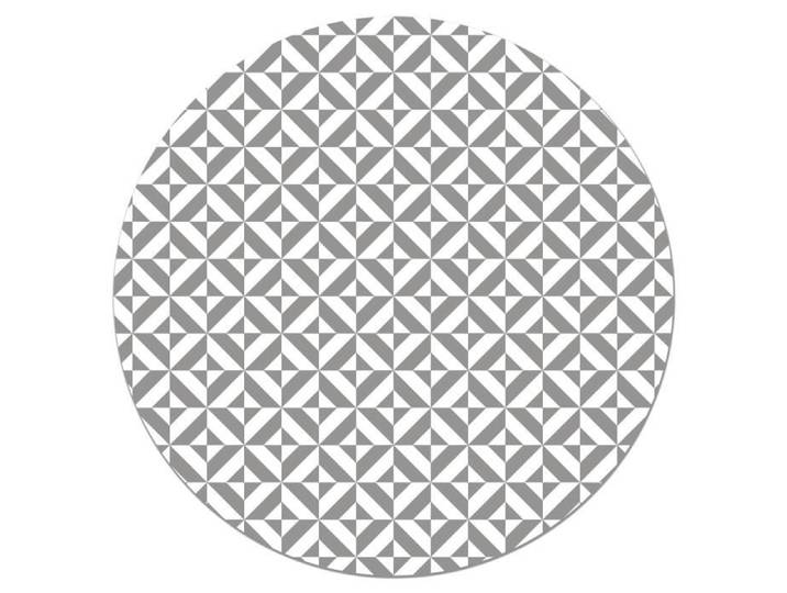 Tapis Vinyle Panorama Ronde Géométrie Grise 100x100 cm - Tapis pour Cuisine Bureau et Salon en PVC