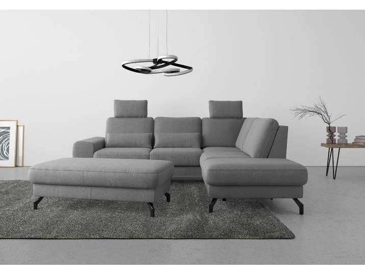 Ecksofa, Soft Clean, Grau, 260×226 cm, Sitztiefenverstellung, Federkern, Sitze 5,5, sit&more