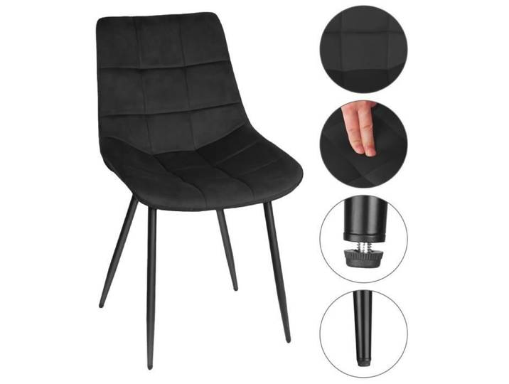 JEOBEST Chaise de repas *2 Chaise confortable en velours chaise de salon Hauteur de l'assise: 50cm Taille du siège : 50 x 40 cm