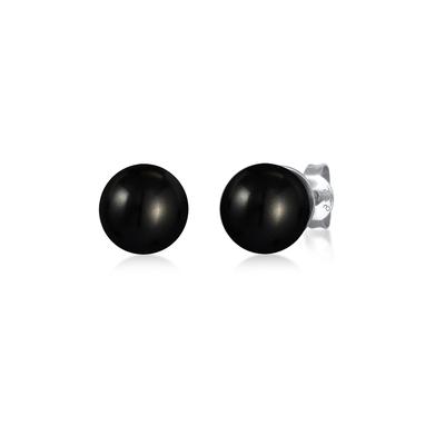 Paar Ohrstecker NENALINA "Basic Synthetische Perle 925 Silber", schwarz (silber), Ohrringe, Damen, onesize, ohne Stein, Silber 925 (Sterlingsilber)