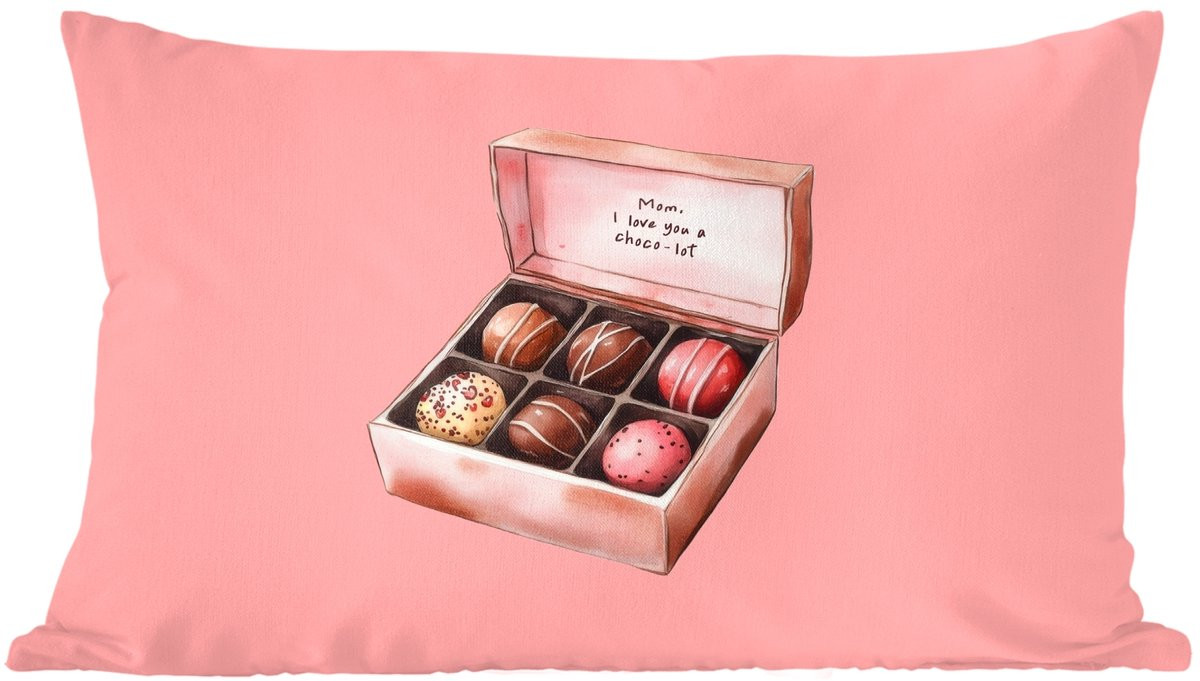 PillowMonkey Sierkussen met Bonbons en Liefdevolle Tekst, 60 x 40 cm