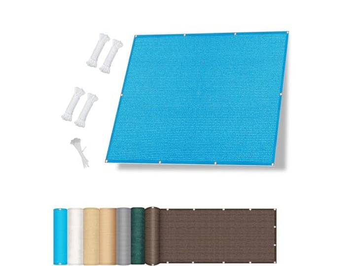 Schattierungsnetz 3.6 x 9 m Sonnenschutz Segel Baldachin mit Ösen HDPE Atmungsaktiv Wasserdurchlässig UV Schutz Ohne Bohren für Balkon Garten, Blau