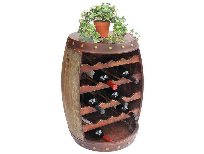 DanDiBo Weinregal Holz mit Ablage Weinfass 70 cm 1546, Braun, 48x70x48 cm, Weinregale