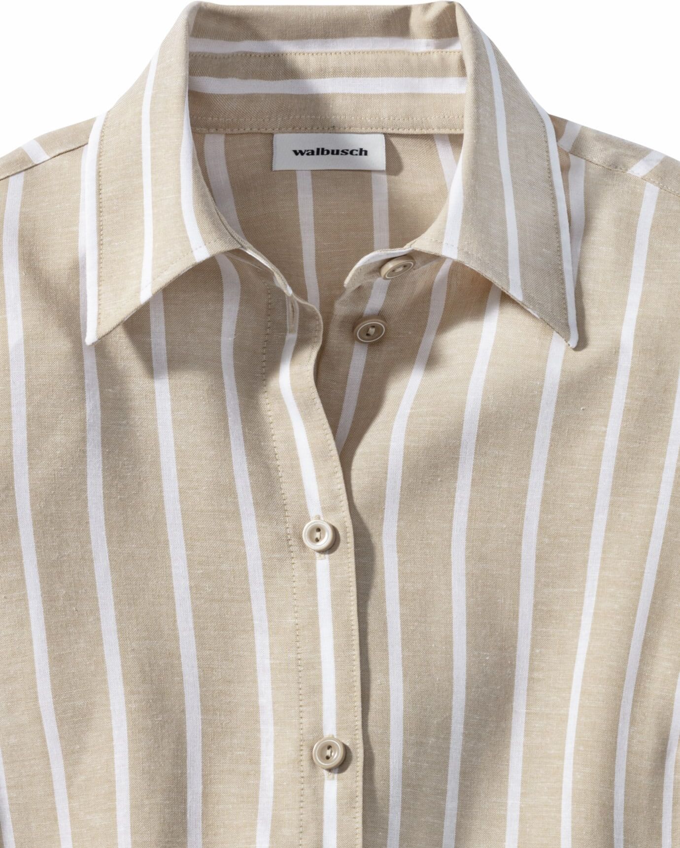 Walbusch Klima-Bluse Edel-Leinen, normale Größen, Farbe Beige, 38, veredeltes Leinen bequem, weil elastisch Damen