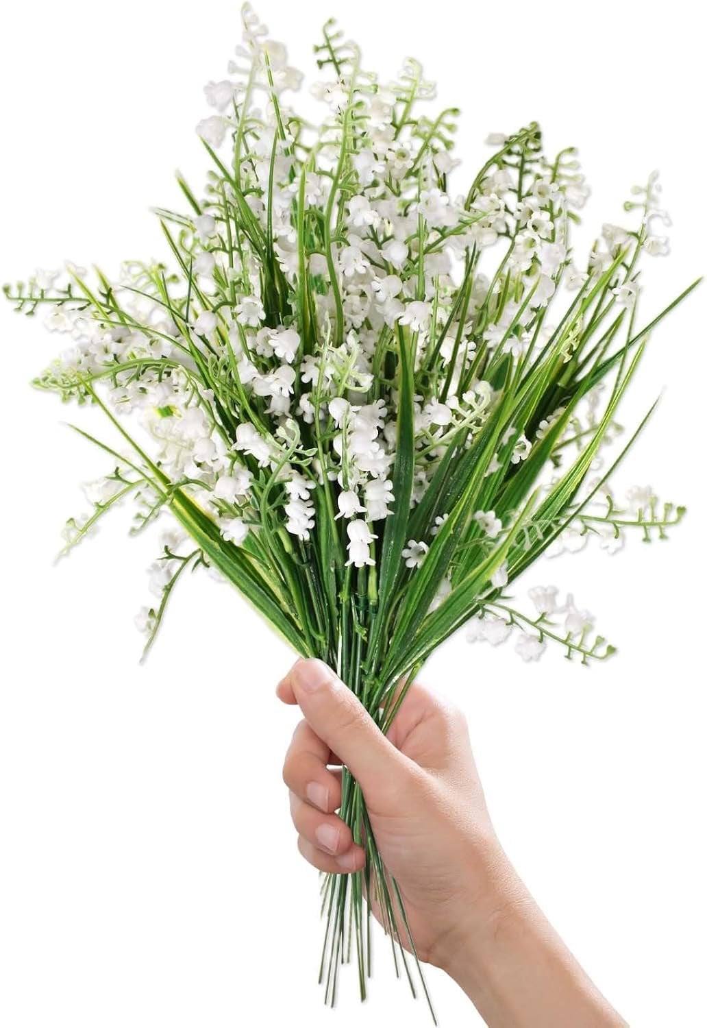 Set van 12 witte kunstmatige lelietjes bloementakken van kunststof
