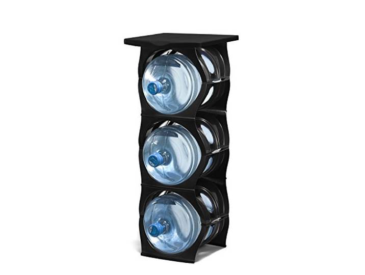 Bariboo Stapelbares Wasserflaschen-Aufbewahrungsregal, Beste Wasserkrüge, 1,8 l, Krughalter für Küche, Schrank und Büro, verstärktes Polypropylen (Schwarz, 3 Plus Regal)