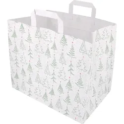 Greenbox Kraftpapier-Tragetaschen XXL, 32 x 21,5 x 27 cm, Tannenbäume, weiß