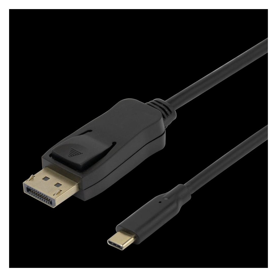 Deltaco 8K USB-C/DisplayPort Kabel 7680x4320 30Hz 2m schwa (2 m) (USBC-DP-BI200)