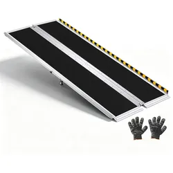 VEVOR Rollstuhlrampe Faltbar 1830x745mm, 362,9kg Belastbare Schwellenrampe mit Rutschfester Oberfläche & 110-210mm Verstellbaren Stützfüßen, Tragbare Auffahrrampe für Rollstuhl Türschwelle Bordsteine