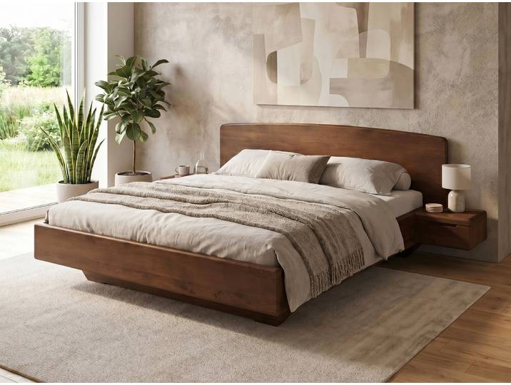 Bett Kernbuche Dunkel „Johanna“ 180 x 190 cm Massivholz Buche Dunkel