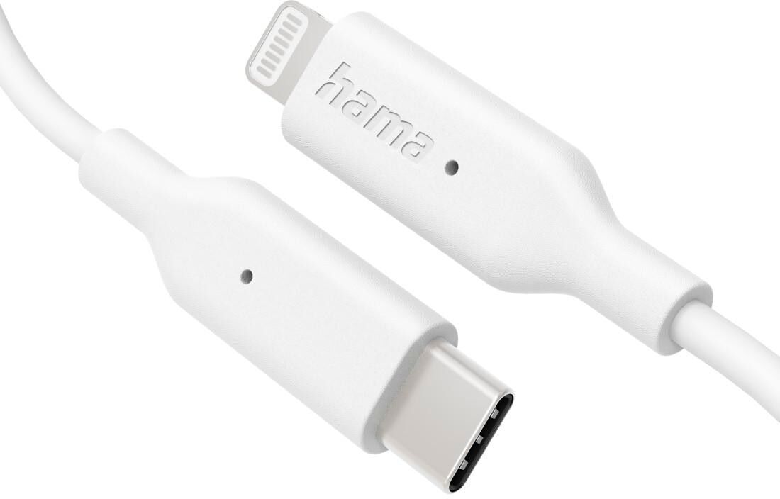 Hama USB-Kabel "USB-Kabel Ladekabel, USB-C - Lightning, 1 m, Weiß", weiß, Kabel, USB-Kabel