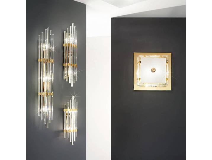 Wandlamp kristal Ontario, dimbaar, helder / transparant, Woon-/ Eetkamer, Kristal, Wandlamp