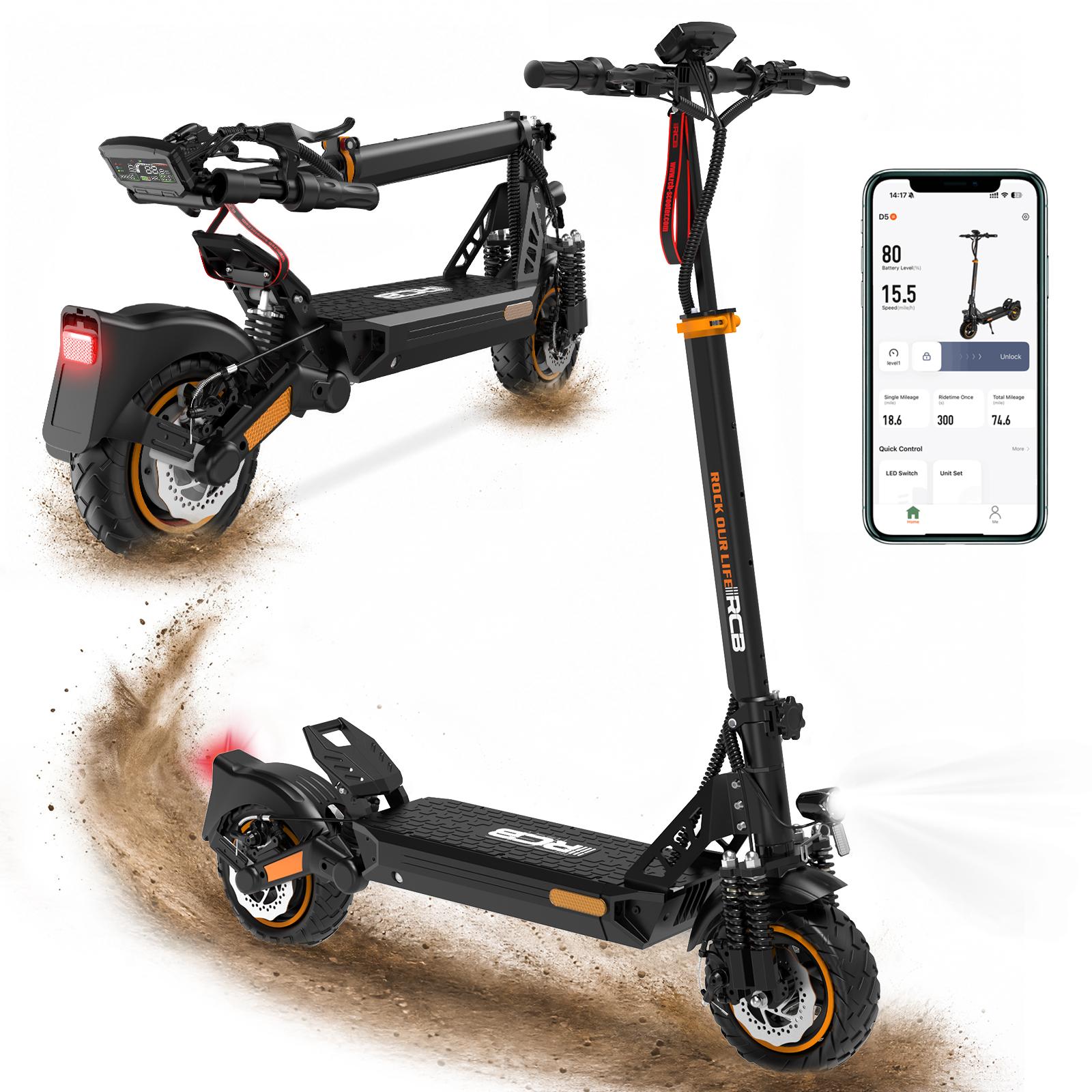 RCB D5 Pro Elektroroller,E-Scooter mit Straßenzulassung (ABE),120-140KM Reichweite,27 Ah Batterie,500W Motor, 10" Vollreifen,Doppelter Stoßdämpfung