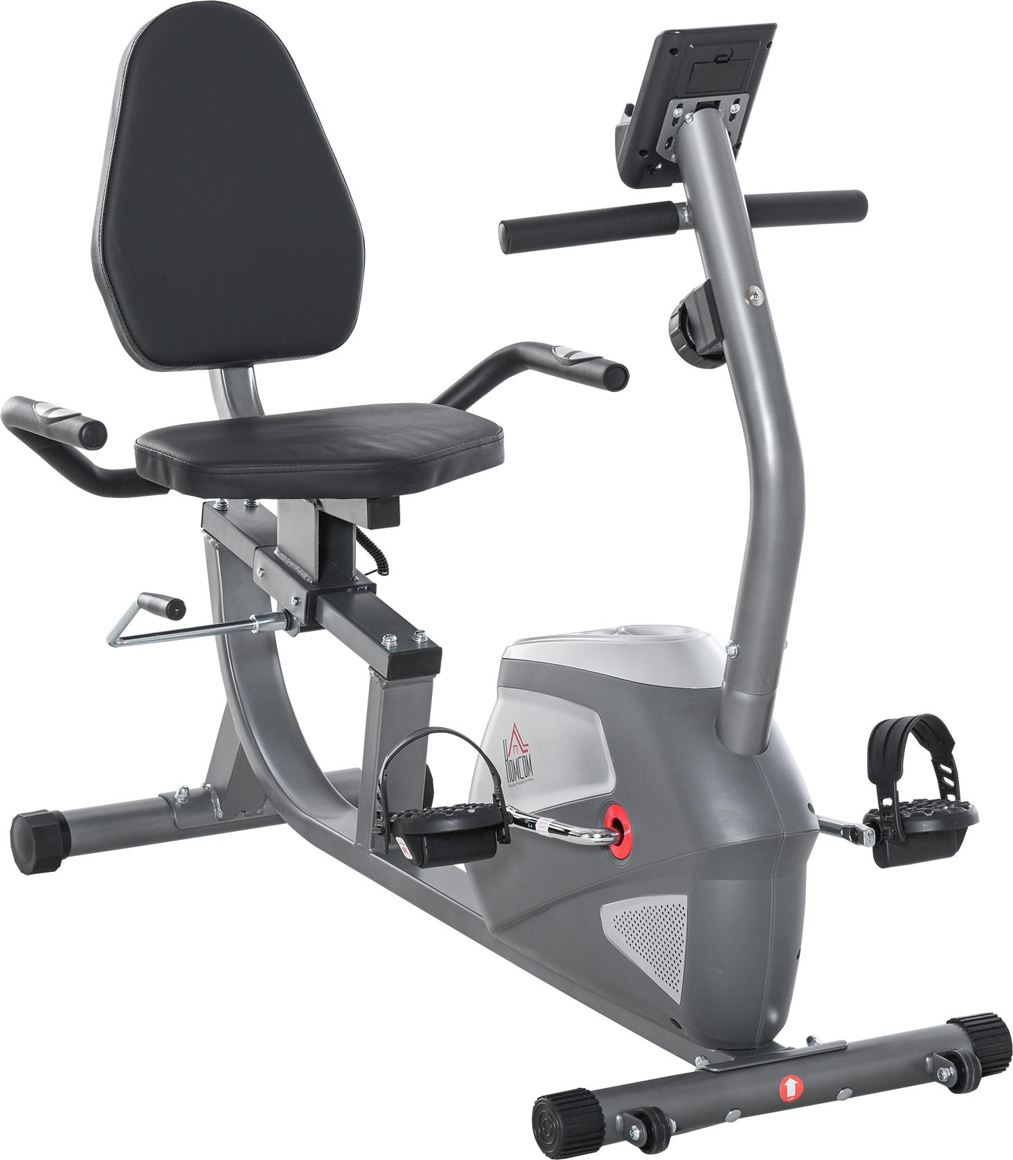 Liegeergometer mit LCD-Anzeige 8 stufig einstellbarem Magnetwiderstand Liegeheimtrainer mit Herzfrequenzsensoren, verstellbarer Rückenlehne, Nutzergewicht bis 110 kg für zu Hause Gym