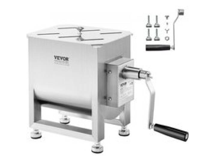 VEVOR manueller Fleischmischer 10 L Fleischverarbeitungsgerät (maximales Mischen von 6,8 kg Fleisch), Fleischmischer aus Edelstahl, Wurstmischer mit Untersetzungsgetriebe, Handmixer für Hackfleisch