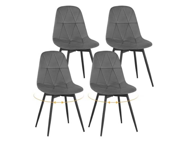 Lestarain Esszimmerstühle 4er Set Drehbar Samt Dunkelgrau Gepolstert Ergonomisch Für Esszimmer Metallbeine Polsterstuhl