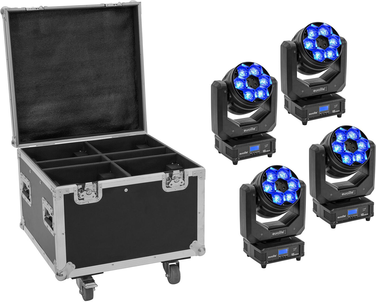 EuroLite Set 4x Led Tmh-H240 Beam/wash/flowereffekt + Case