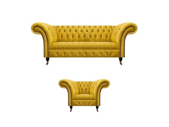 JVmoebel Chesterfield-Sofa Gelbes Chesterfield-Sofa im modernen Design mit edlem Look, Made in Europa