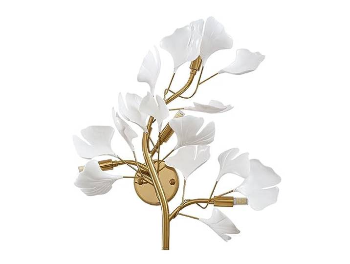 MODEBHD Moderne Kunst Luxus Ginkgo-Blatt Wandleuchten Wohnzimmer Villa Hintergrund Dekoration Schlafzimmer Studie Flur Flur Hotel Französisch Nachttisch Wandleuchte Quelle