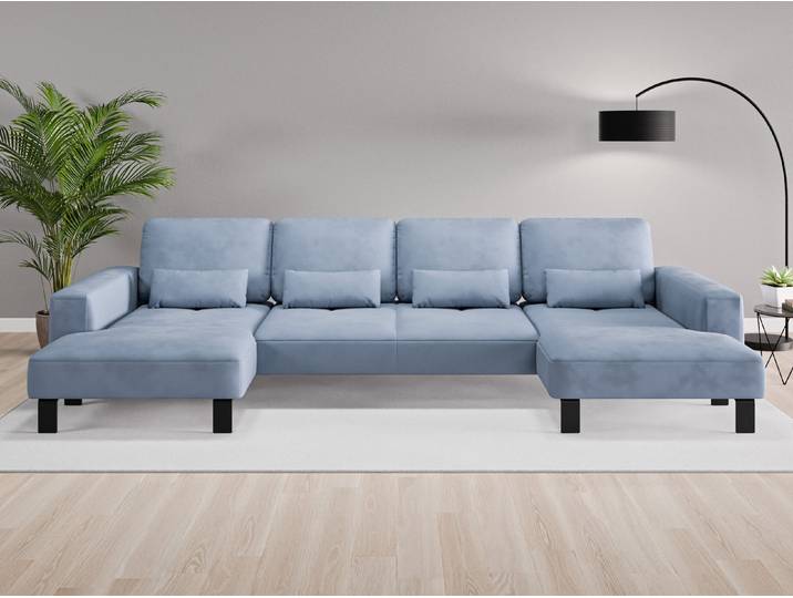 Wohnlandschaft Tokio Nr. 2 - Blau (Jeansblau) - Vintage Velours